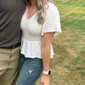 Alya White Peplum Blouse